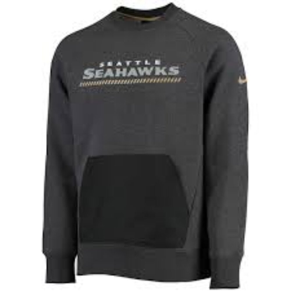 Nike Men's Gray Seattle Seahawks Champ Drive Hybrid Pocket Crew Sweatshirt Sz L